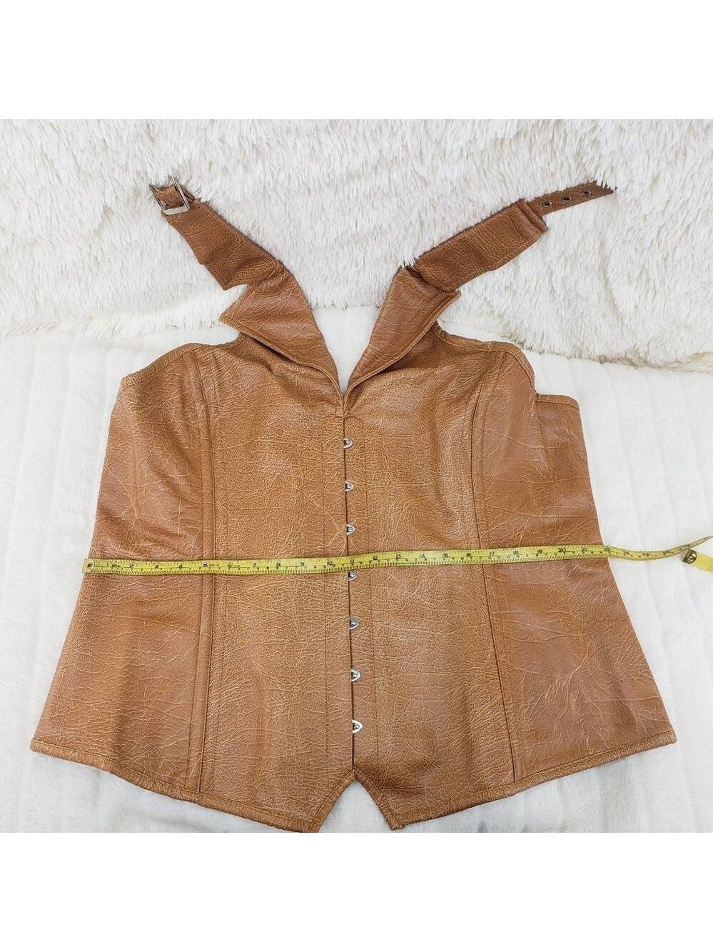 Faux Leather Plus Queen Size Halter Corset Top